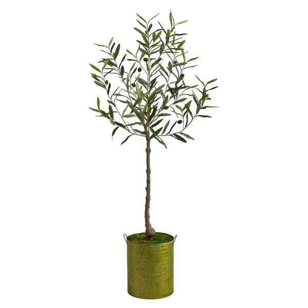 4.5’ Olive Artificial Tree in Green Planter