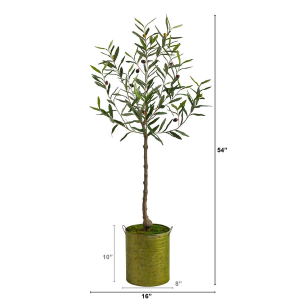 4.5’ Olive Artificial Tree in Green Planter