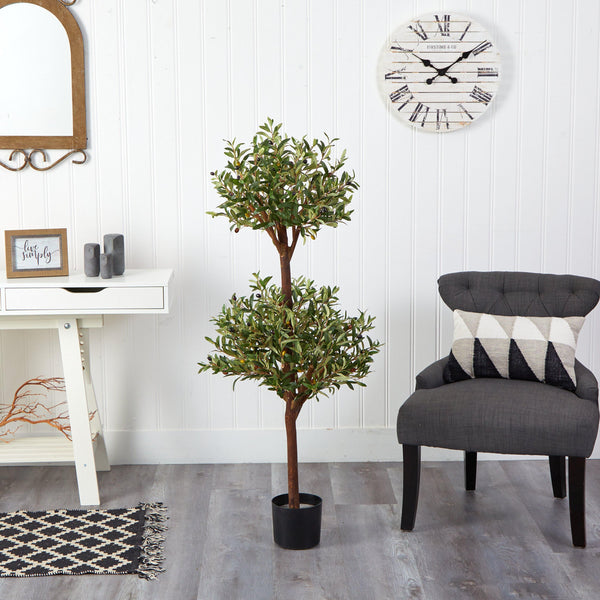 4.5' Olive Double Topiary Silk Tree