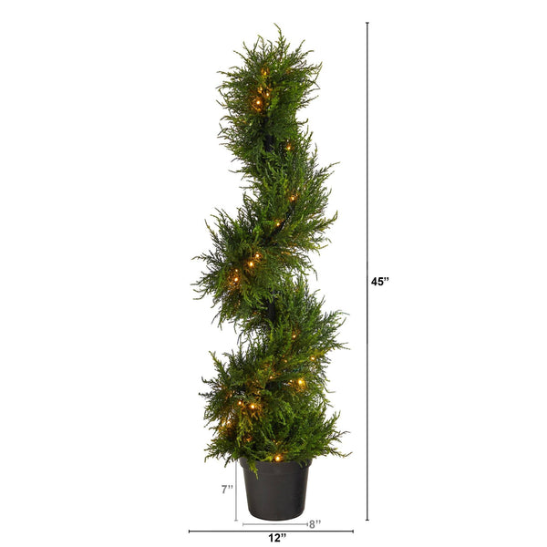 45” Spiral Cypress Artificial Tree with 80 Clear LED Lights UV Resistant (Indoor/Outdoor)