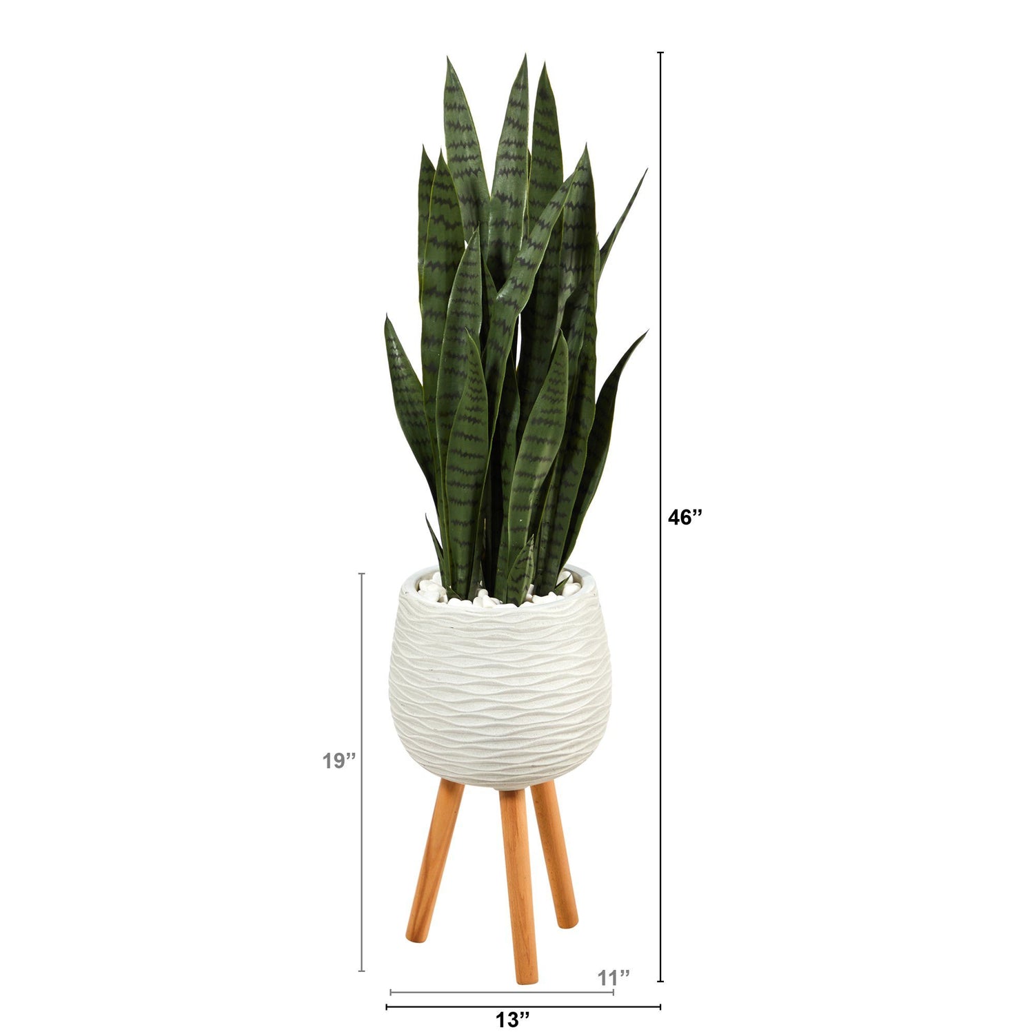 46” Sansevieria Artificial Plant in White Planter with Stand