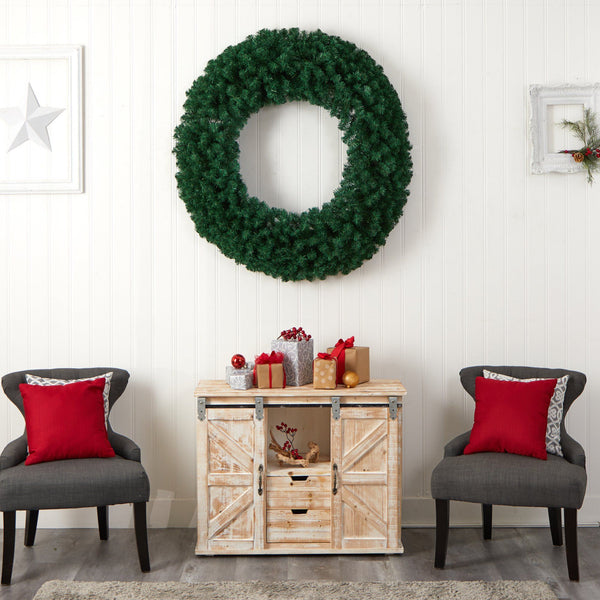 48” Large Artificial Christmas Wreath with 714 Bendable Branches and 200 Warm White LED Lights