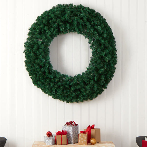 48” Large Artificial Christmas Wreath with 714 Bendable Branches and 200 Warm White LED Lights