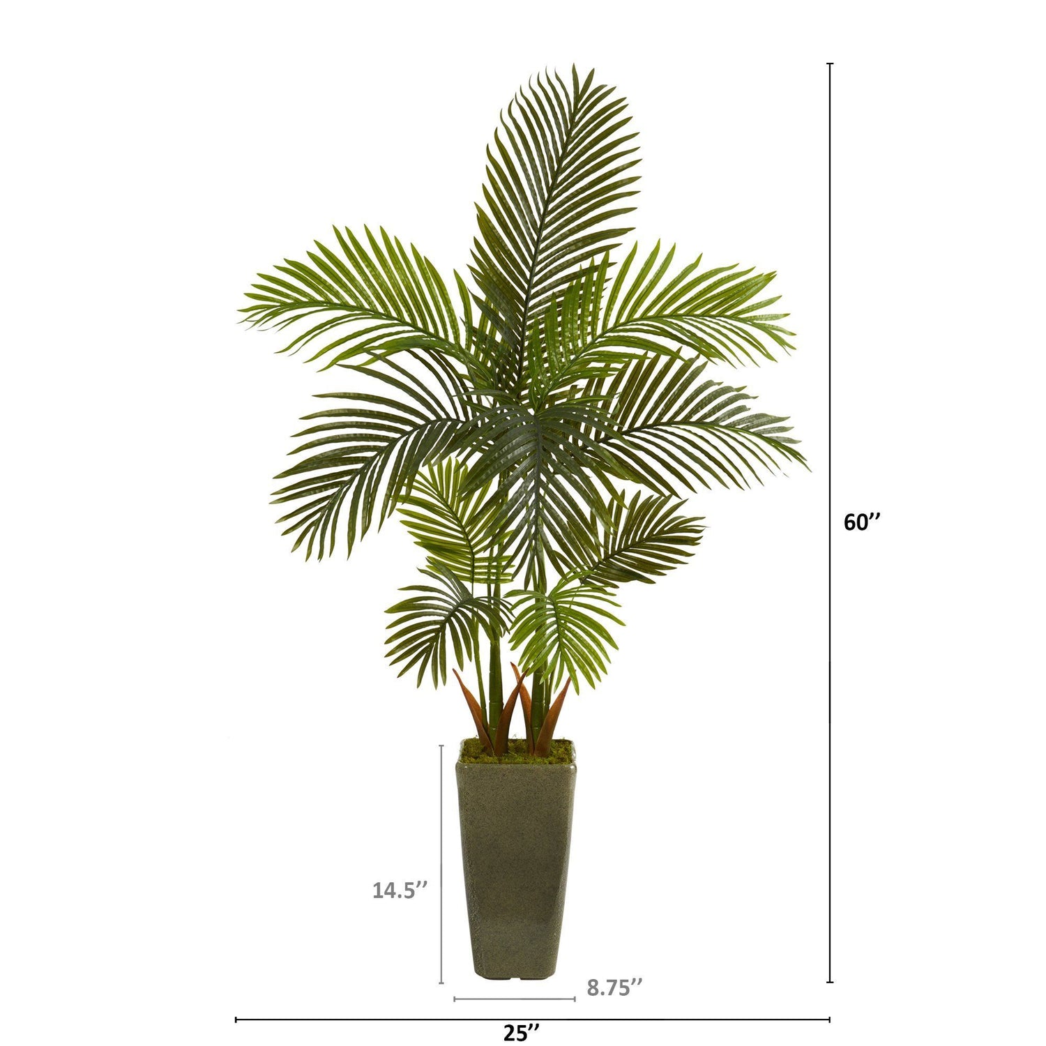 5’ Areca Palm Artificial Tree in Green Planter