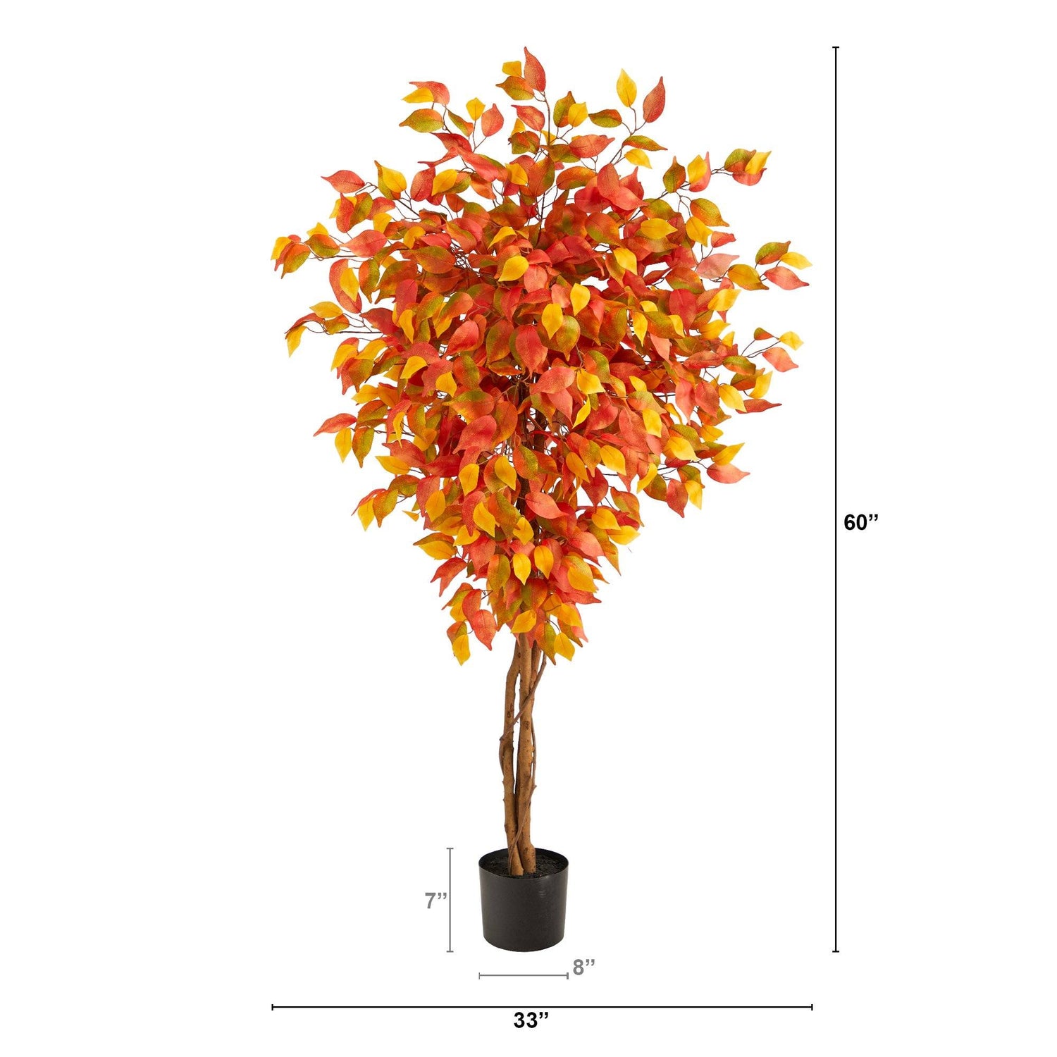 5’ Autumn Ficus Artificial Fall Tree