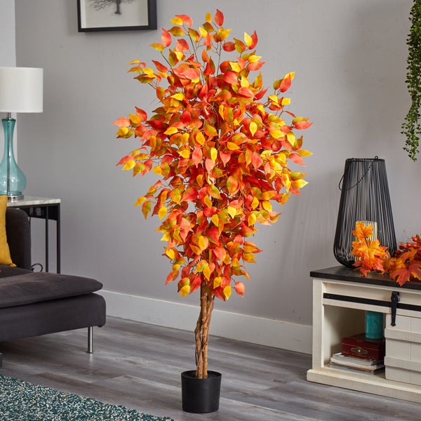 5’ Autumn Ficus Artificial Fall Tree