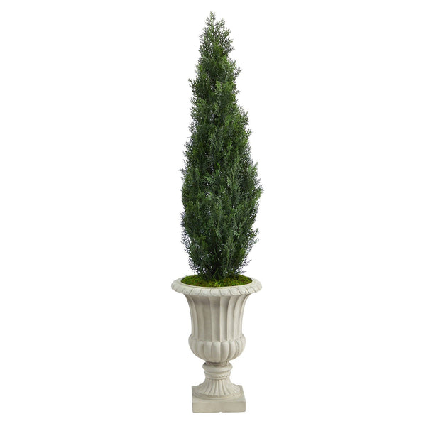 5' Cedar Artificial Tree in Sand Finished Urn (Indoor/Outdoor)