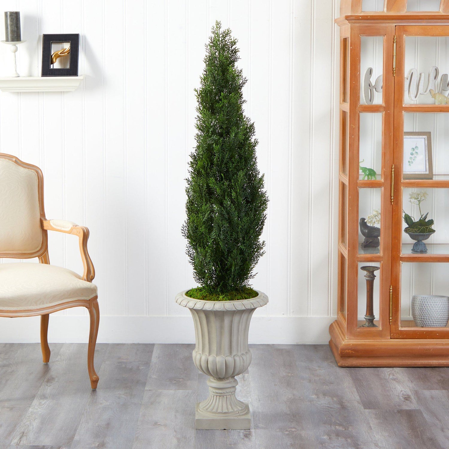 5' Cedar Artificial Tree in Sand Finished Urn (Indoor/Outdoor)