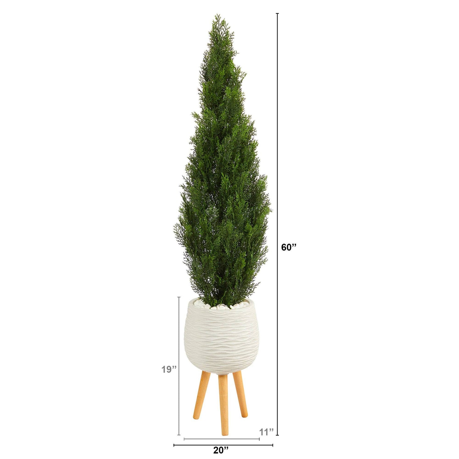 5' Cedar Artificial Tree in White Planter with Stand (Indoor/Outdoor)