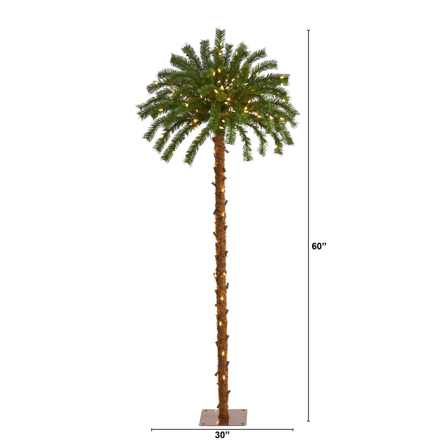 5’ Christmas Palm Artificial Tree with 150 Warm White LED Lights