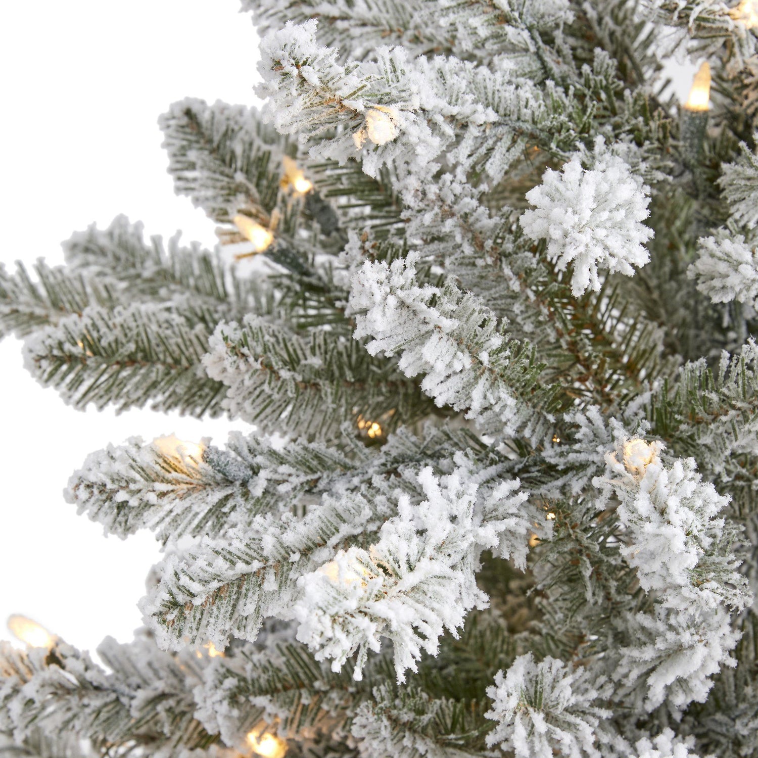 5’ Flocked West Virginia Spruce Artificial Christmas Tree with 200 Clear Lights and 604 Bendable Branches