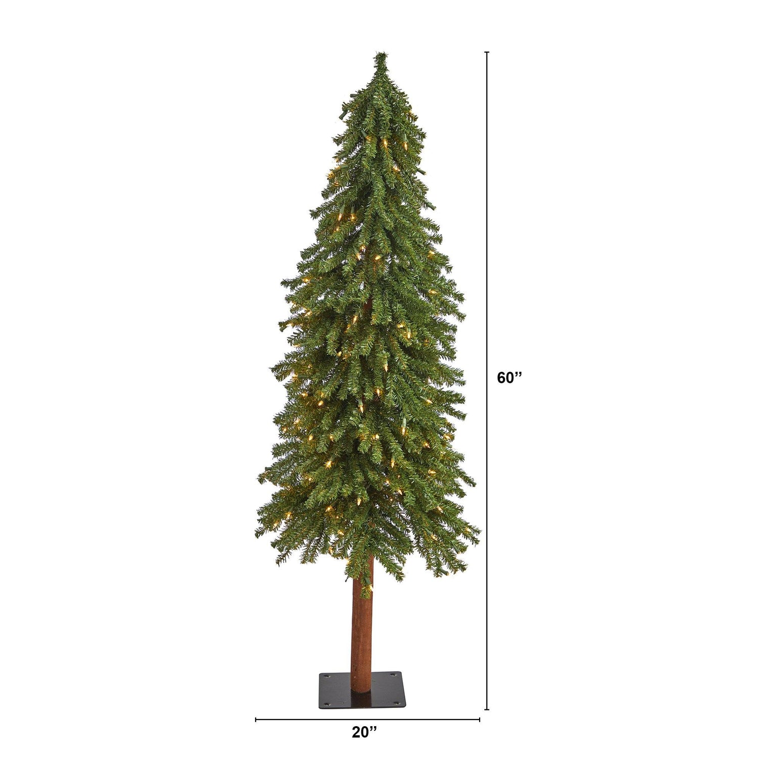 5’ Grand Alpine Artificial Christmas Tree with 200 Clear Lights and 469 Branches on Natural Trunk