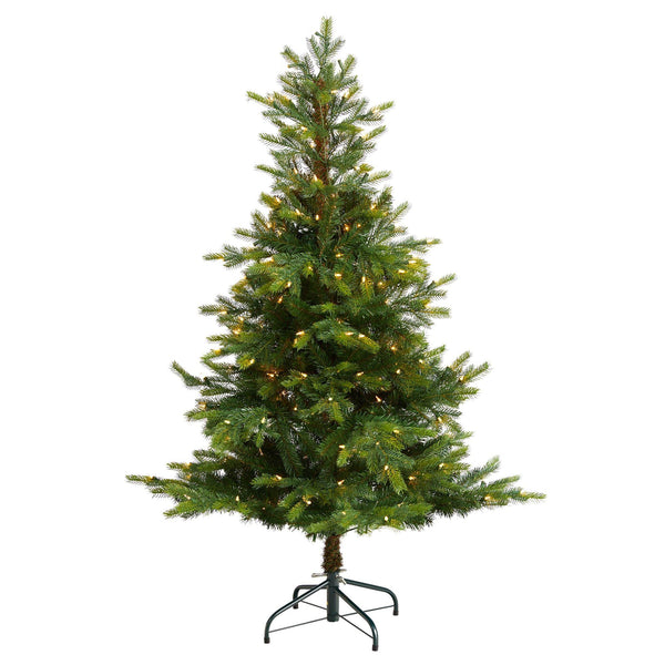 5’ North Carolina Spruce Artificial Christmas Tree with 200 Clear Lights and 375 Bendable Branches