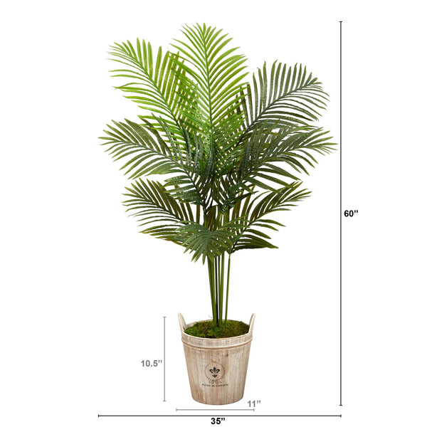 5’ Paradise Palm Artificial Tree in Farmhouse Planter