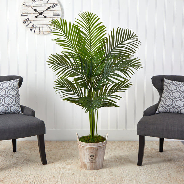 5’ Paradise Palm Artificial Tree in Farmhouse Planter