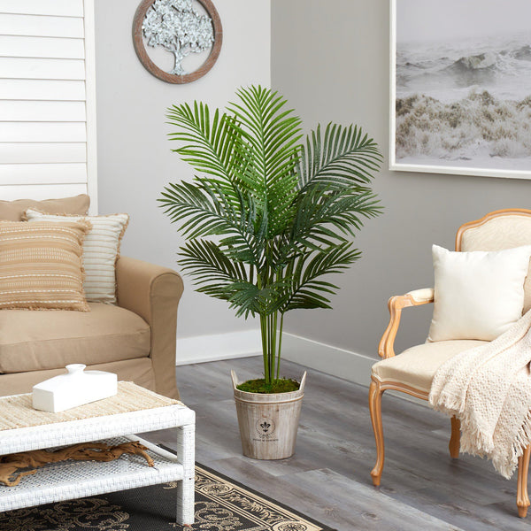 5’ Paradise Palm Artificial Tree in Farmhouse Planter