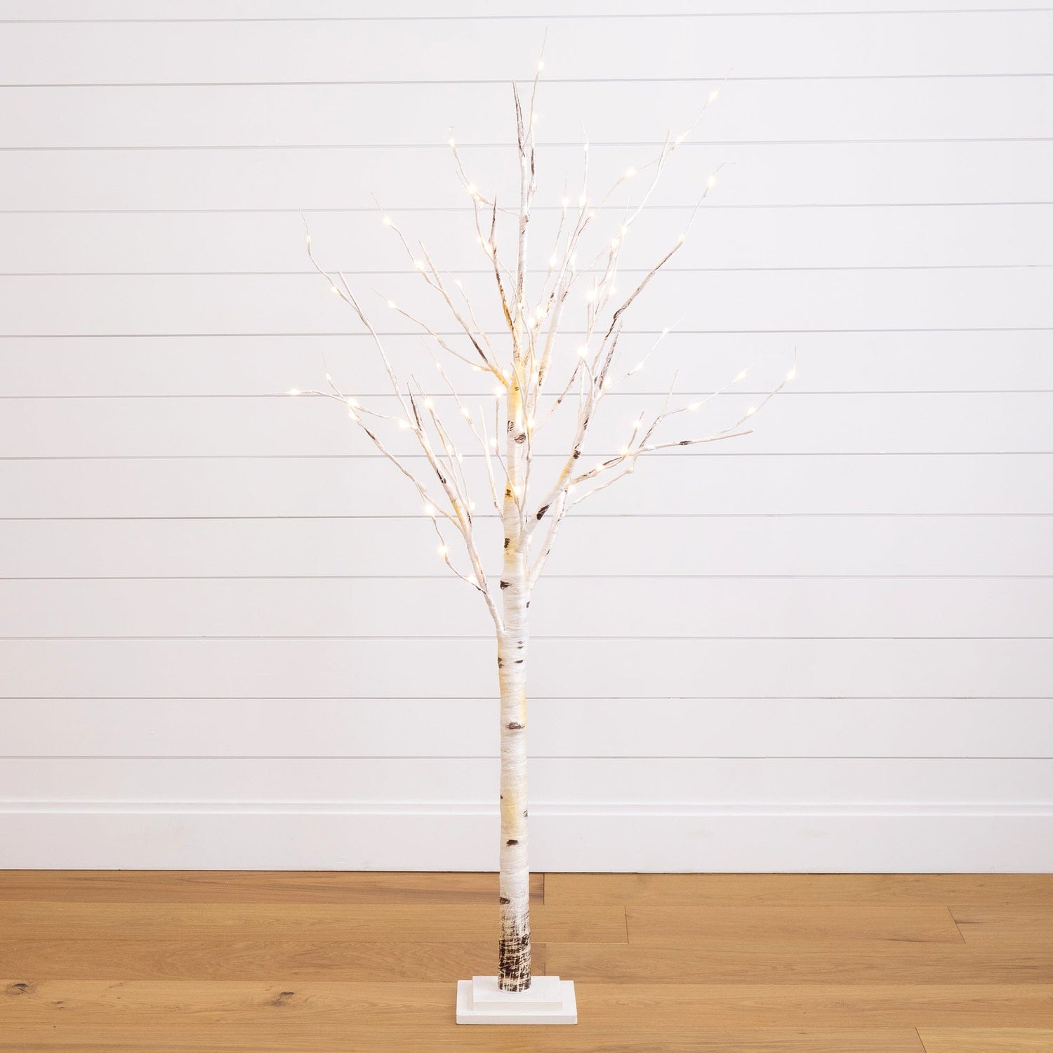 5' Pre-Lit Artificial Birch Tree with 76 Warm White LED Lights