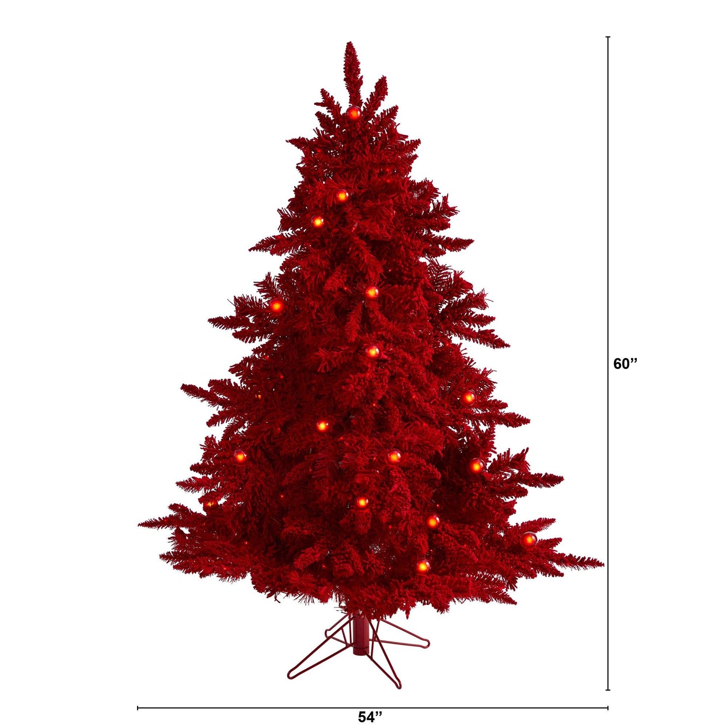 5' Red Flocked Fraser Fir Artificial Christmas Tree