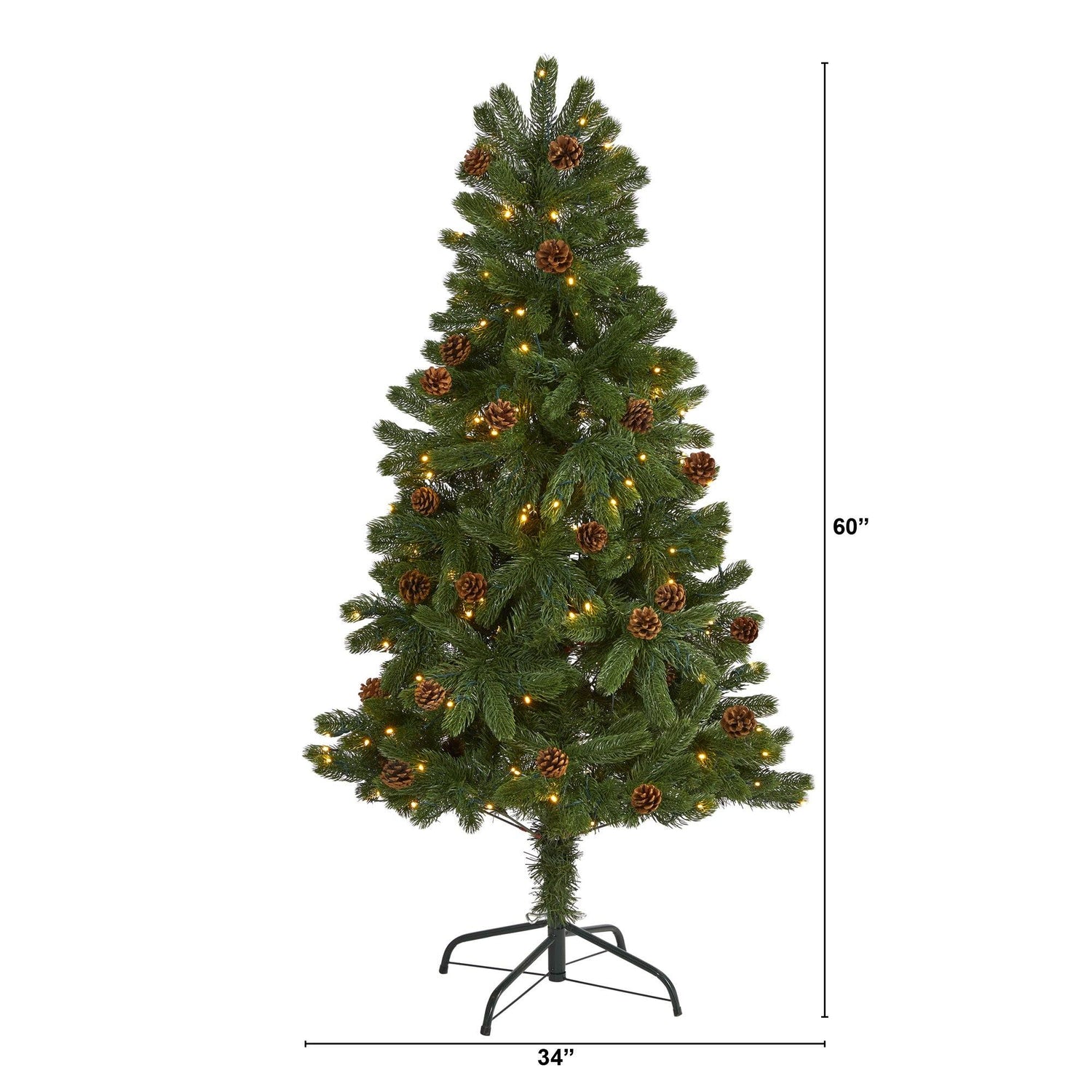 5' Rocky Mountain Spruce Artificial Christmas Tree with Pinecones and 100 Clear LED Lights