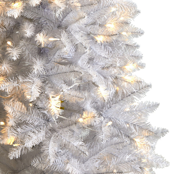 5’ Slim White Artificial Christmas Tree with 150 Warm White LED Lights and 491 Bendable Branches