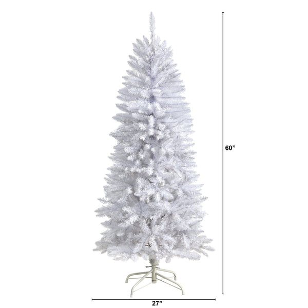 5’ Slim White Artificial Christmas Tree with 491 Bendable Branches