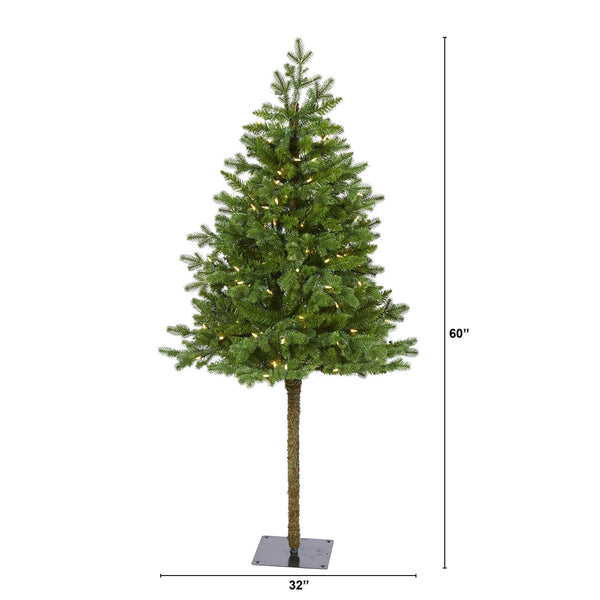 5' Swiss Alpine Artificial Christmas Tree with 150 Clear LED Lights and 270 Bendable Branches