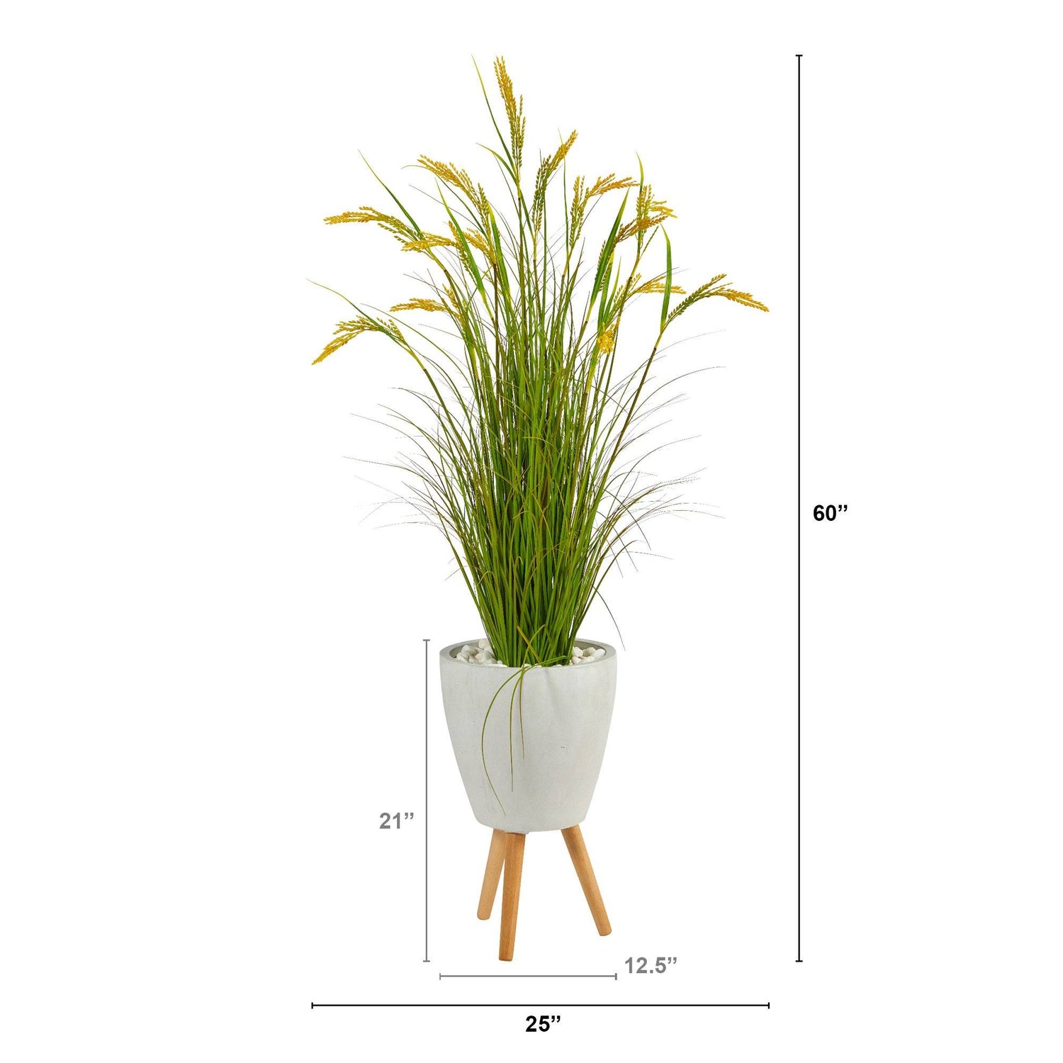 5” Wheat Grain Artificial Plant in White Planter with Legs