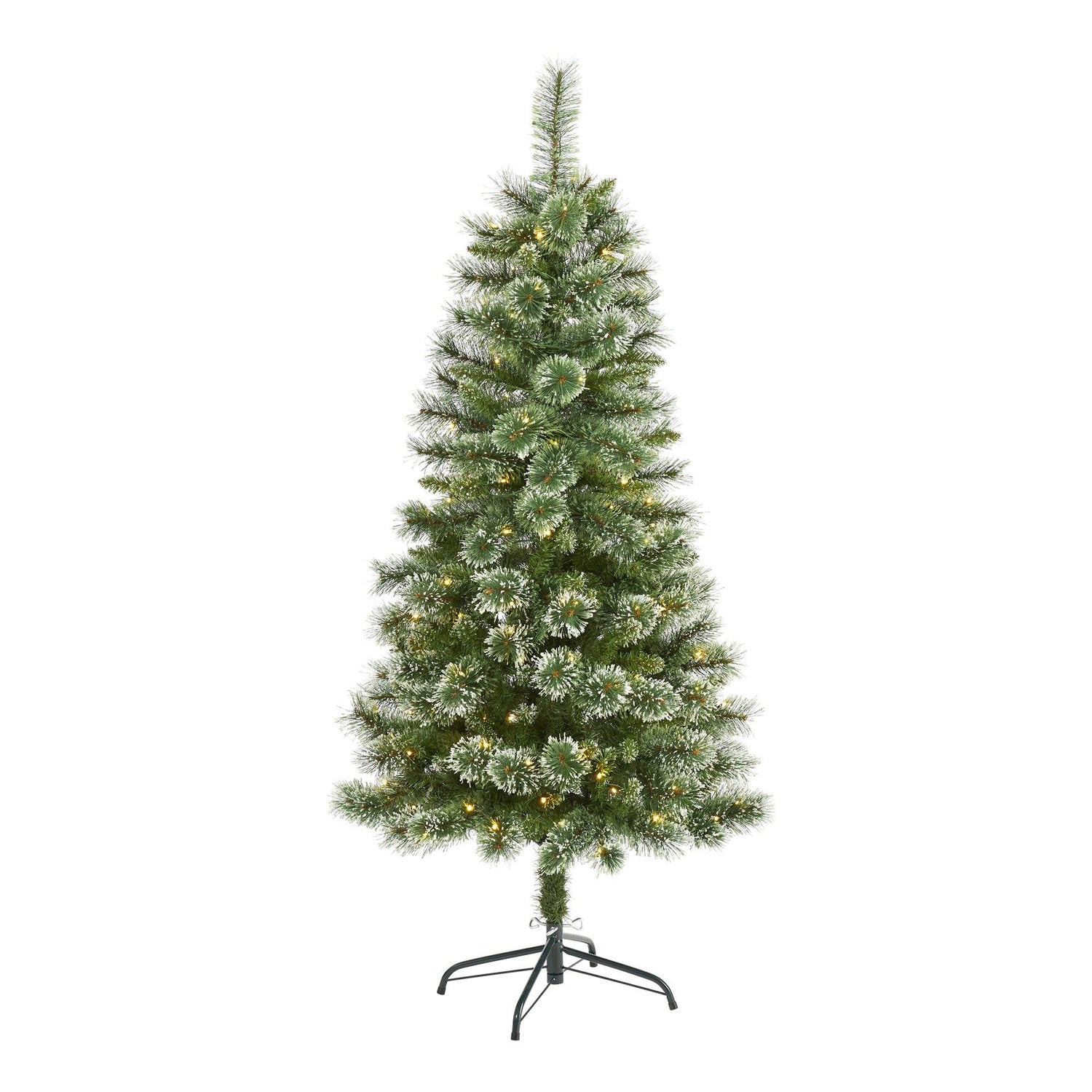 5’ Wisconsin Slim Snow Tip Pine Artificial Christmas Tree with 150 Clear LED Lights