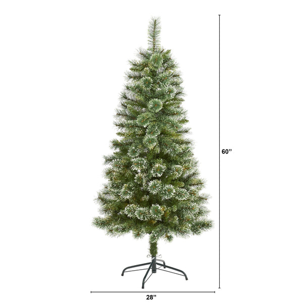 5’ Wisconsin Slim Snow Tip Pine Artificial Christmas Tree with 298 Bendable Branches