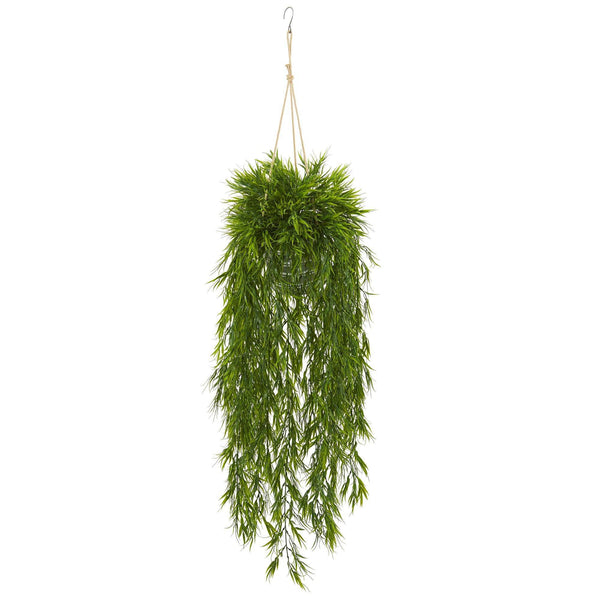 50” Mini Bamboo Artificial Plant in Hanging Metal Bucket