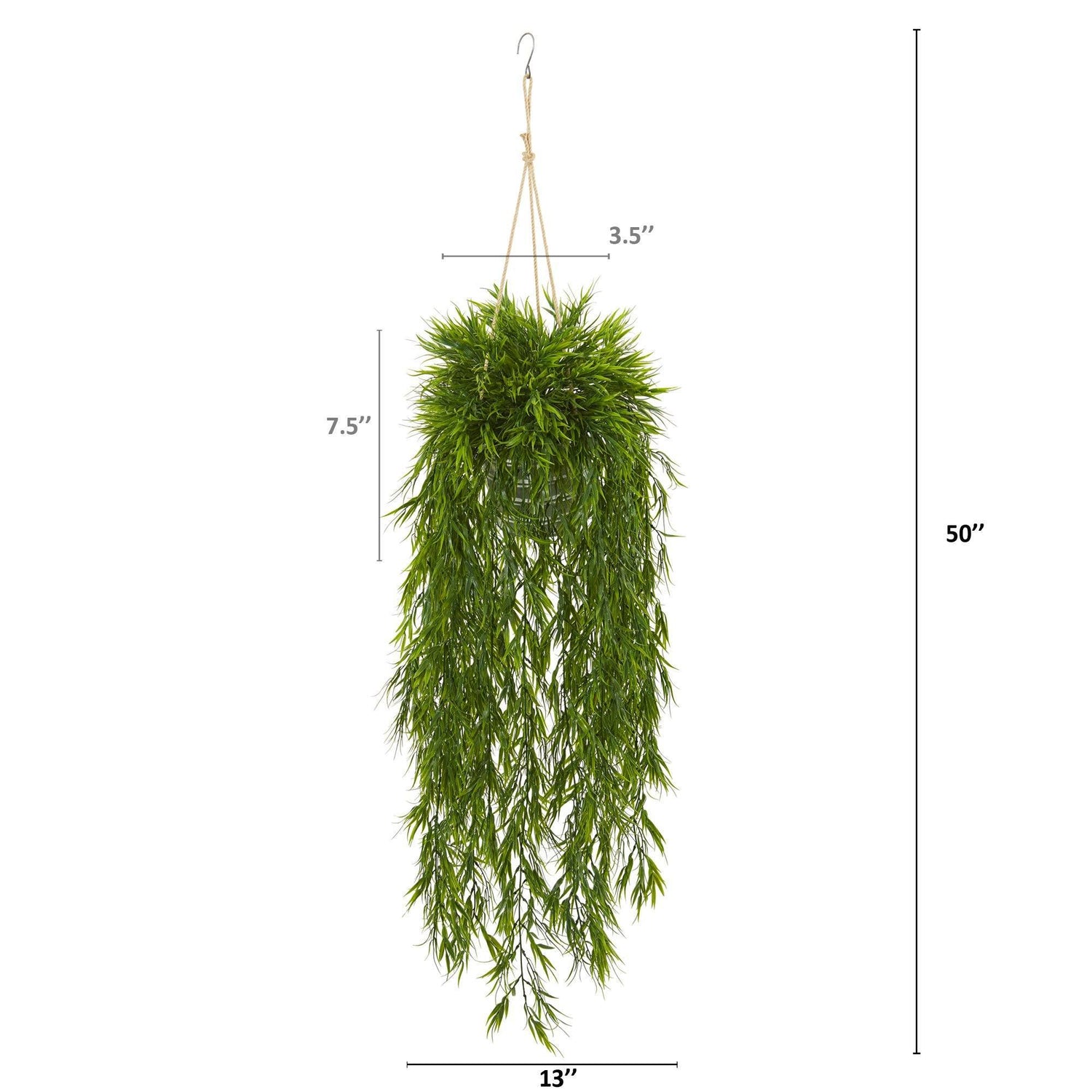 50” Mini Bamboo Artificial Plant in Hanging Metal Bucket