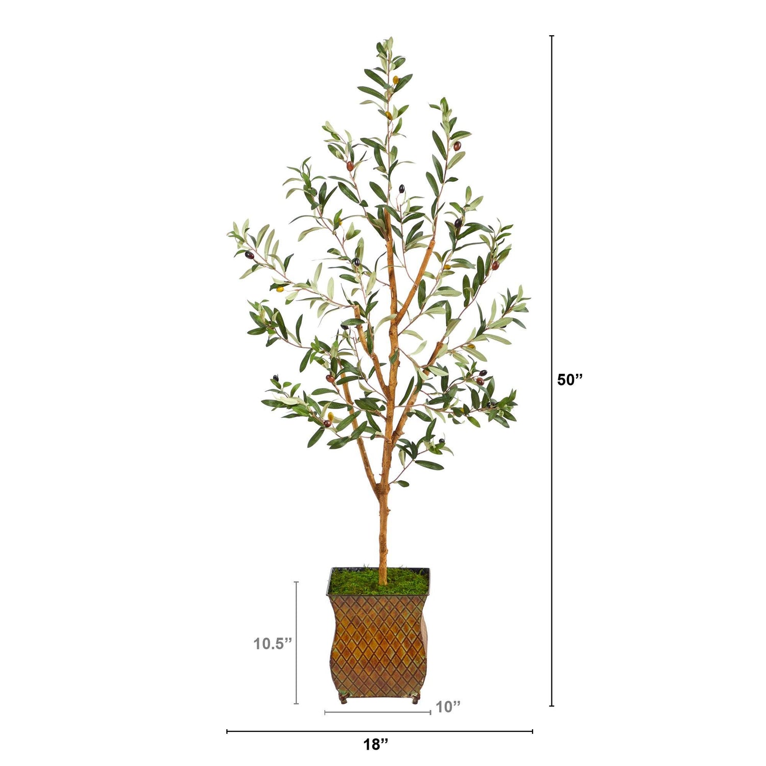 50” Olive Artificial Tree in Metal Planter