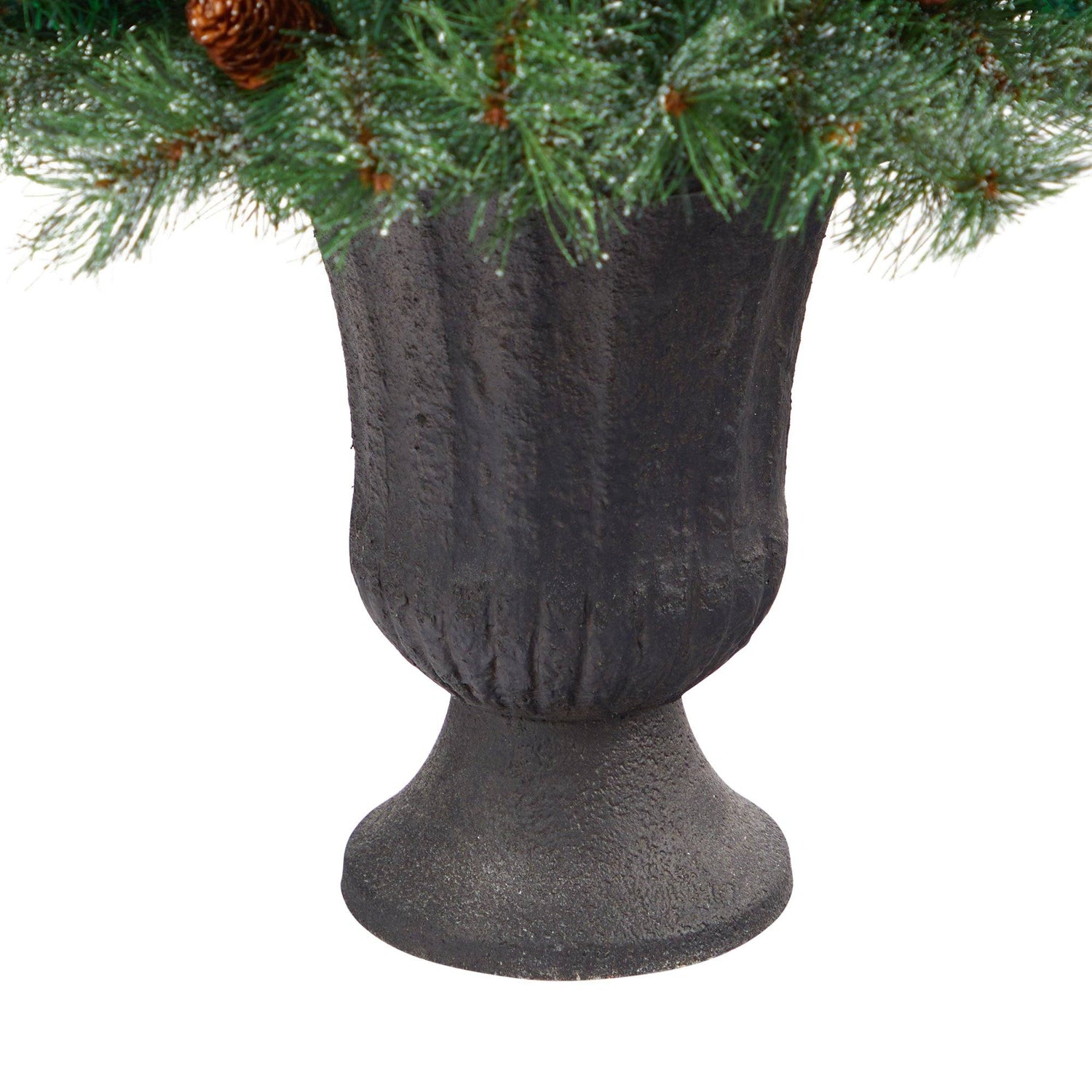 50” Snowed French Alps Mountain Pine Artificial Christmas Tree with 237 Bendable Branches and Pine Cones in Charcoal Planter