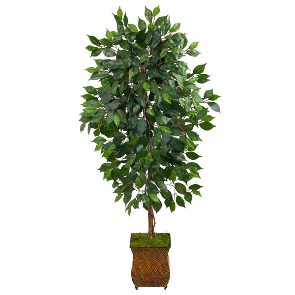 51” Ficus Artificial Tree in Metal Planter