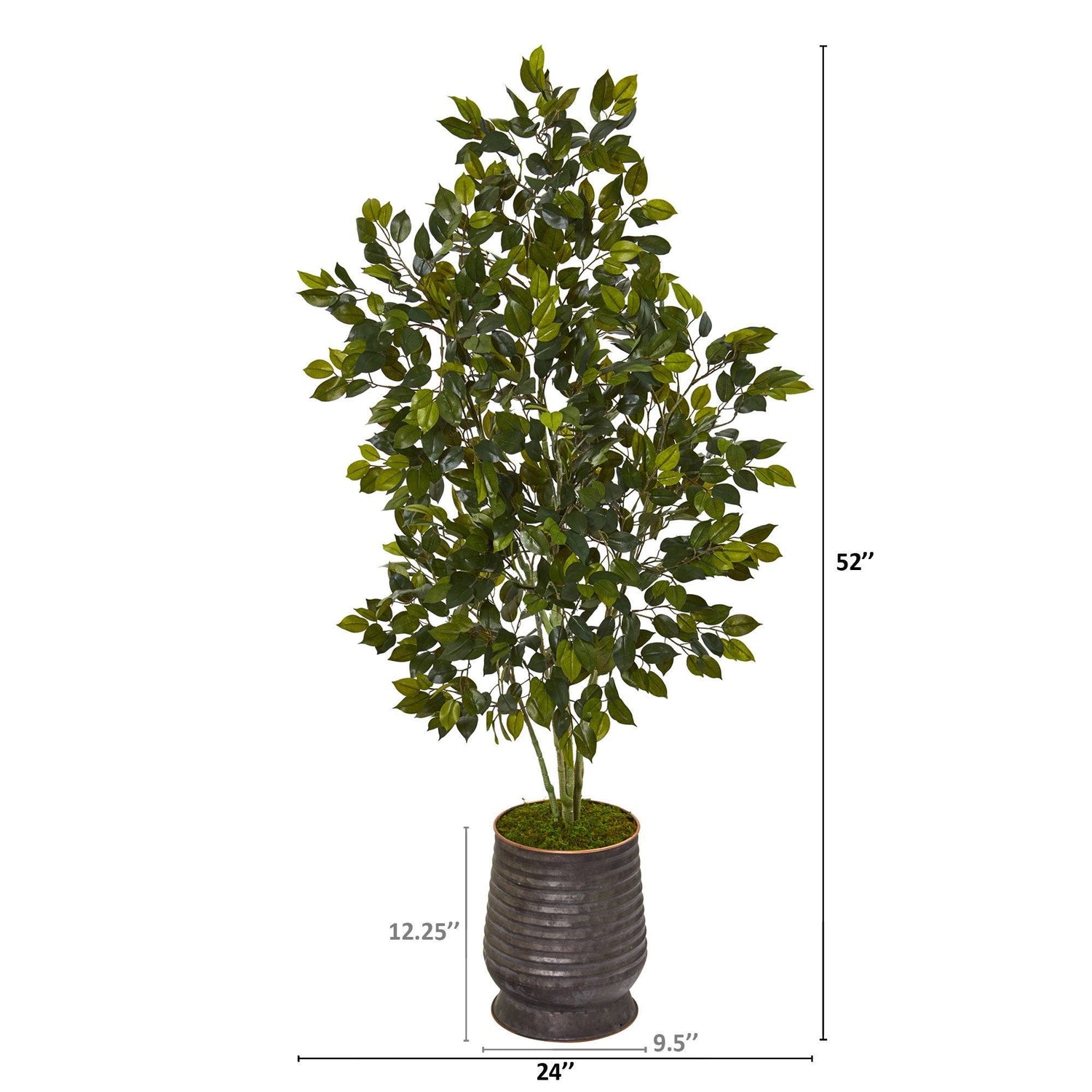 52” Ficus Artificial Tree in Ribbed Metal Planter