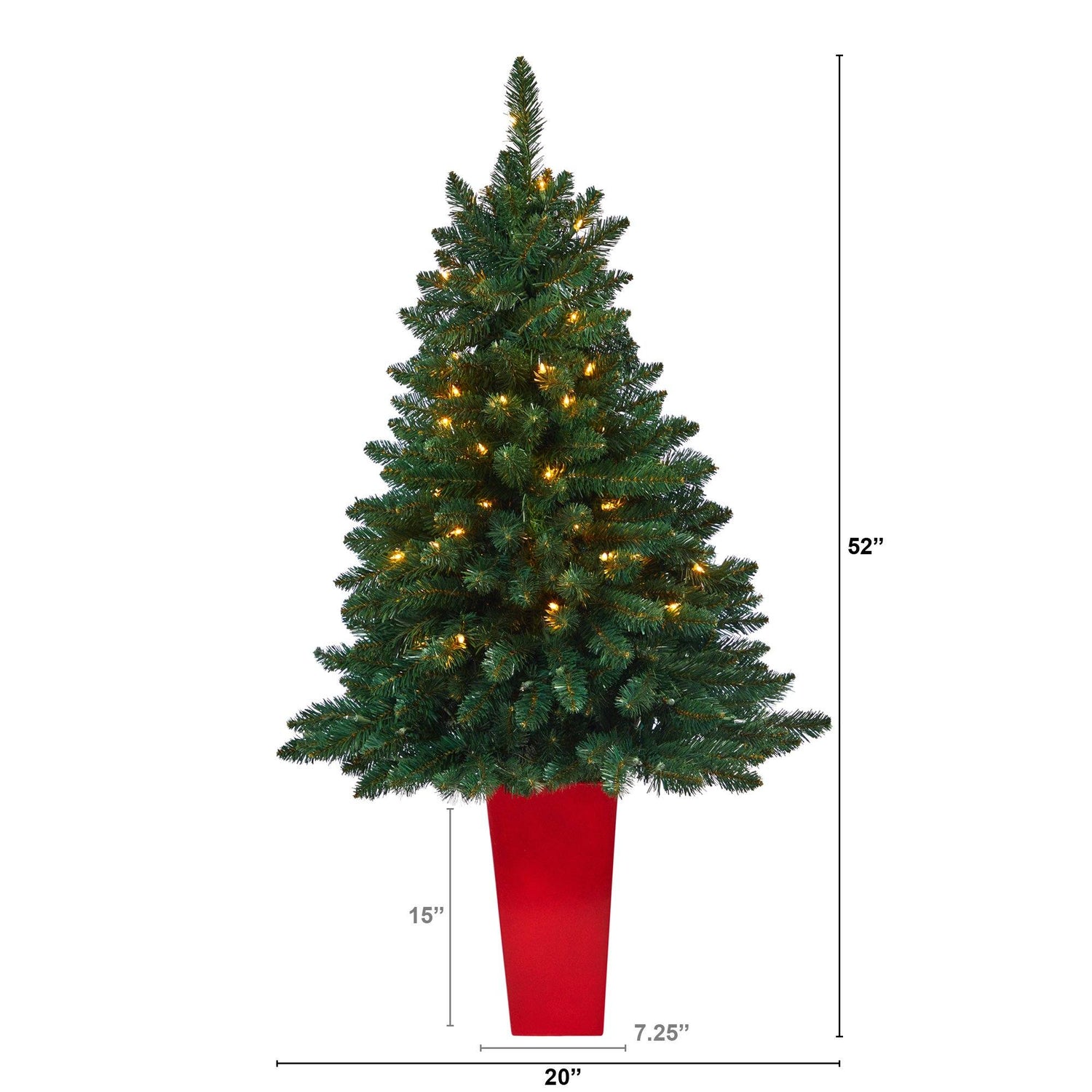 52” Northern Rocky Spruce Artificial Christmas Tree with 100 Clear Lights and 322 Bendable Branches in Tower Planter