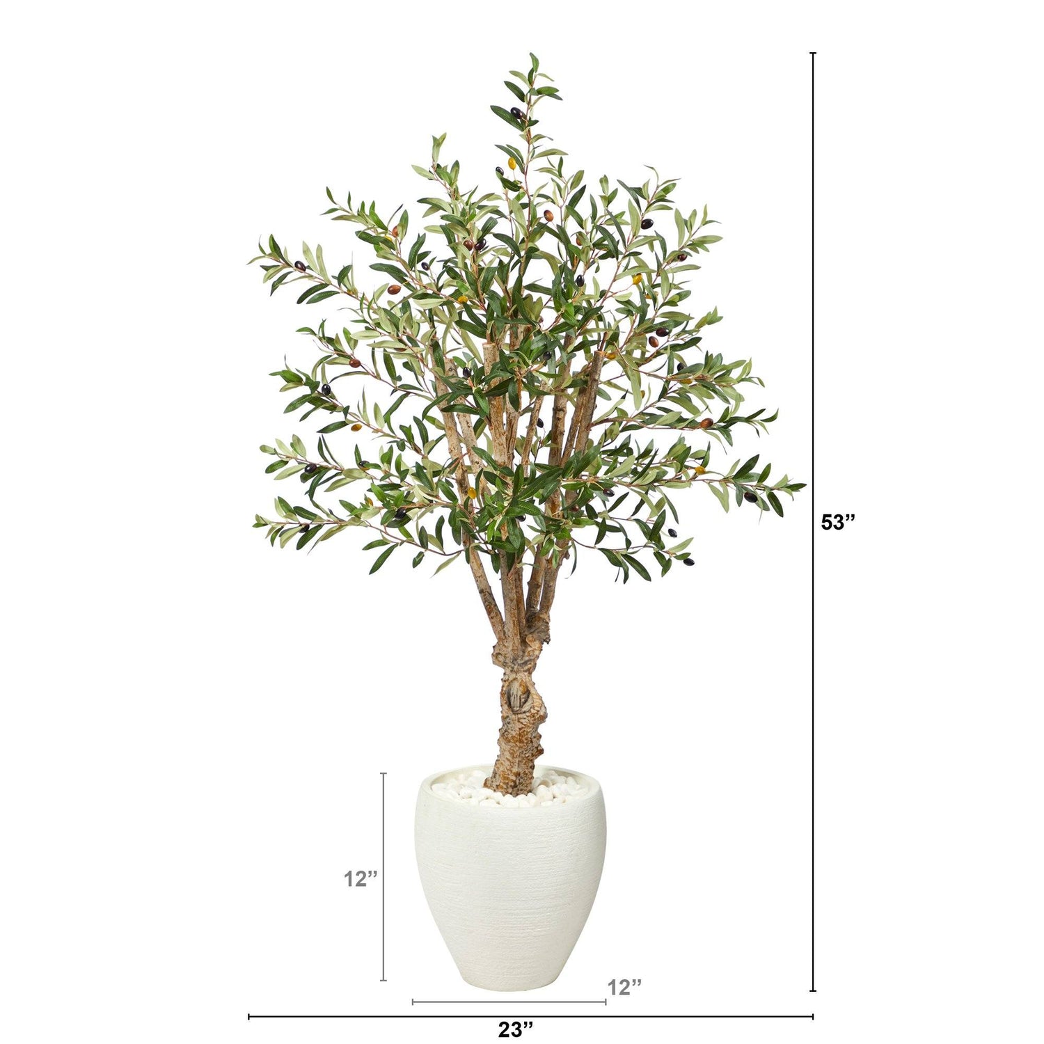 53” Olive Artificial Tree in White Planter