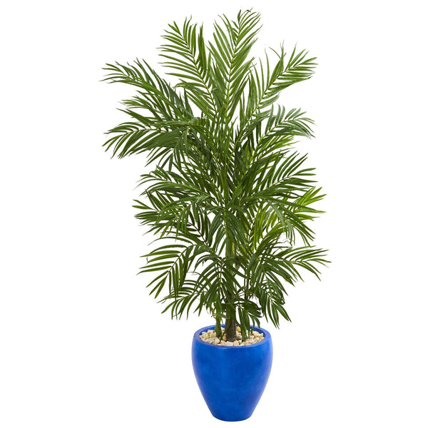 5.5’ Areca Palm Artificial Tree in Blue Planter