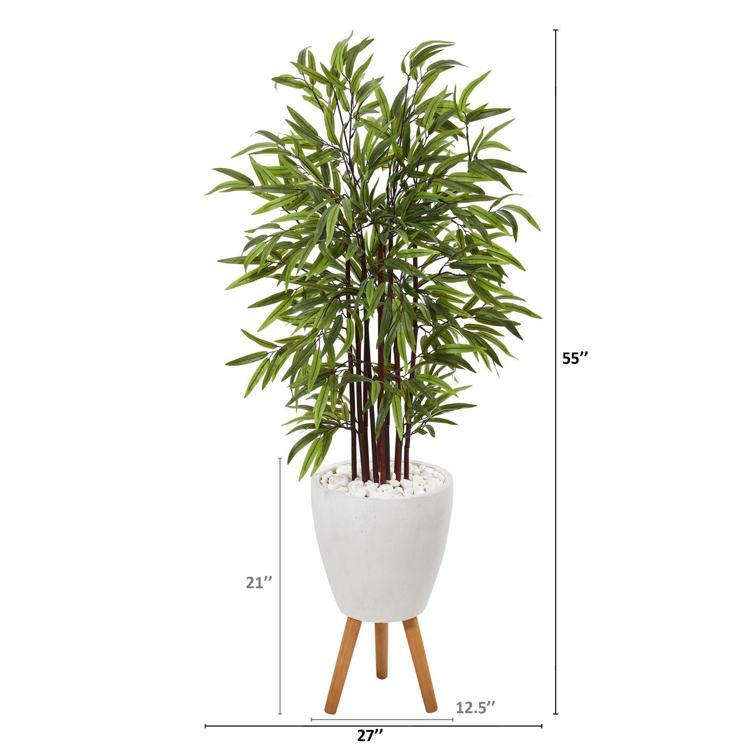 55” Bamboo Artificial Tree in White Planter with Stand