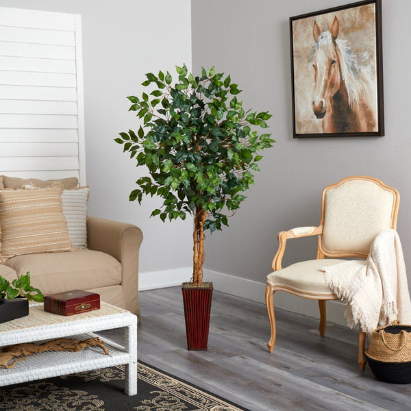 5.5’ Ficus Tree w/Bamboo Planter