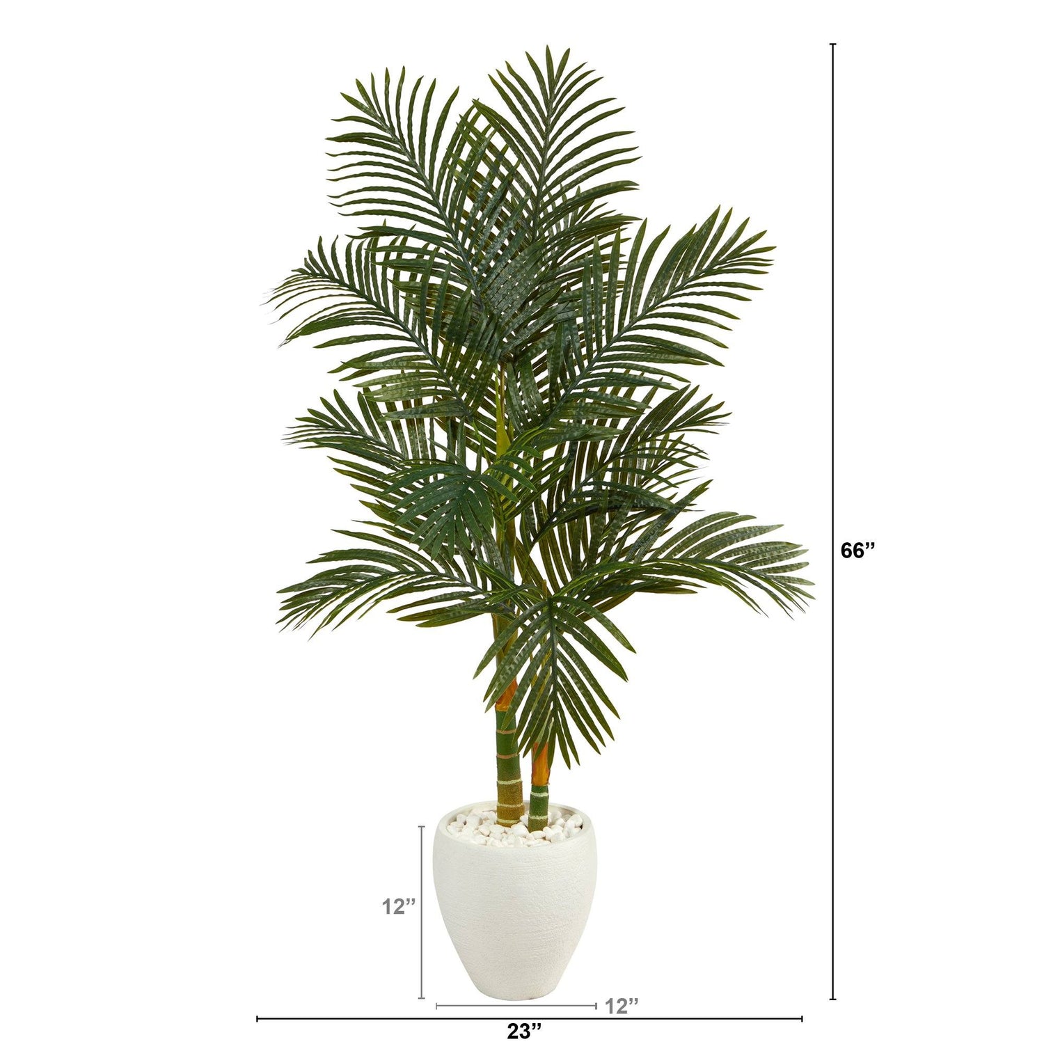 5.5’ Golden Cane Artificial Palm Tree in White Planter