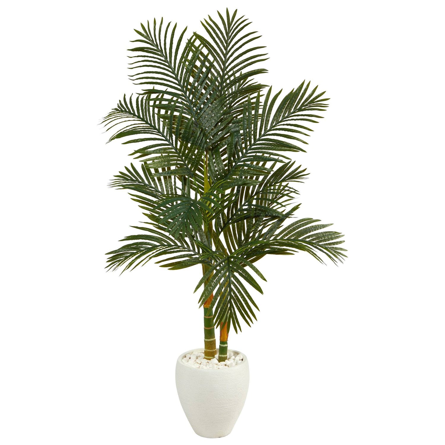 5.5’ Golden Cane Artificial Palm Tree in White Planter