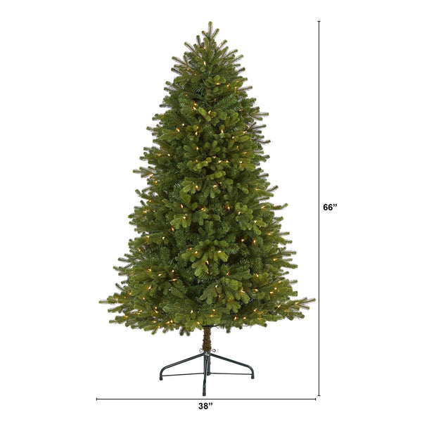 5.5’ Washington Fir Artificial Christmas Tree with 300 Clear Lights and 672 Bendable Branches