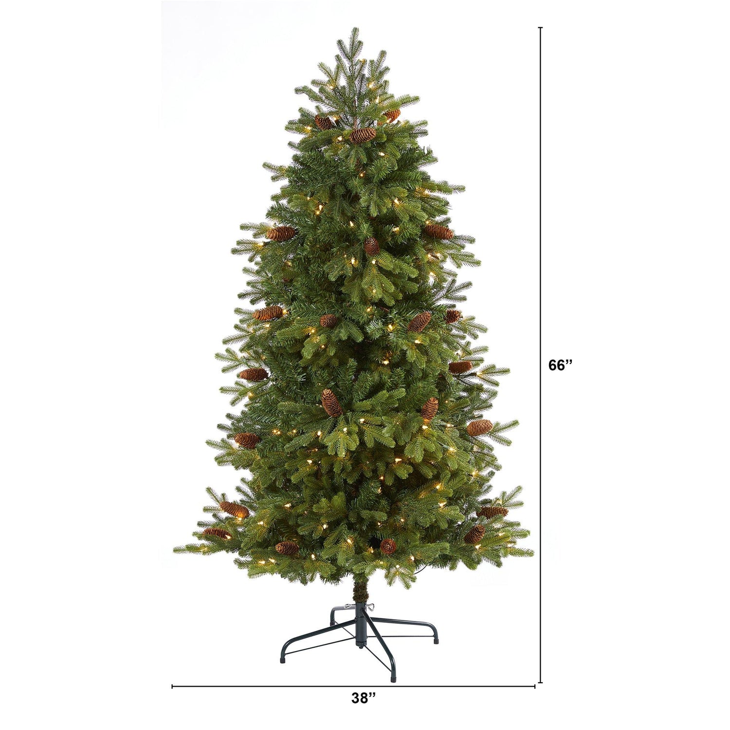 5.5’ Yukon Mountain Fir Artificial Christmas Tree with 250 Clear Lights, Pine Cones and 800 Bendable Branches