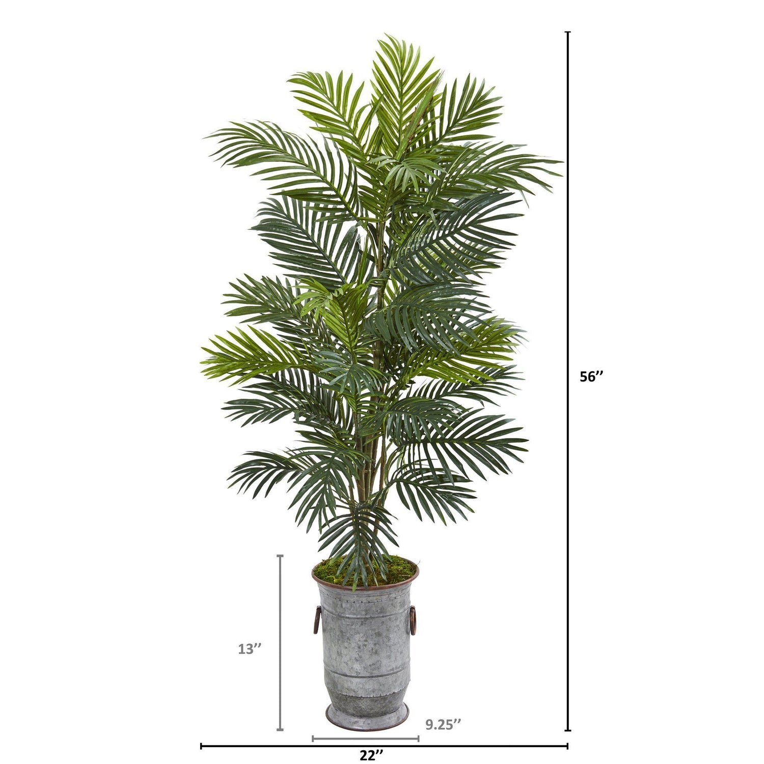 56” Areca Palm Artificial Plant in Metal Urn