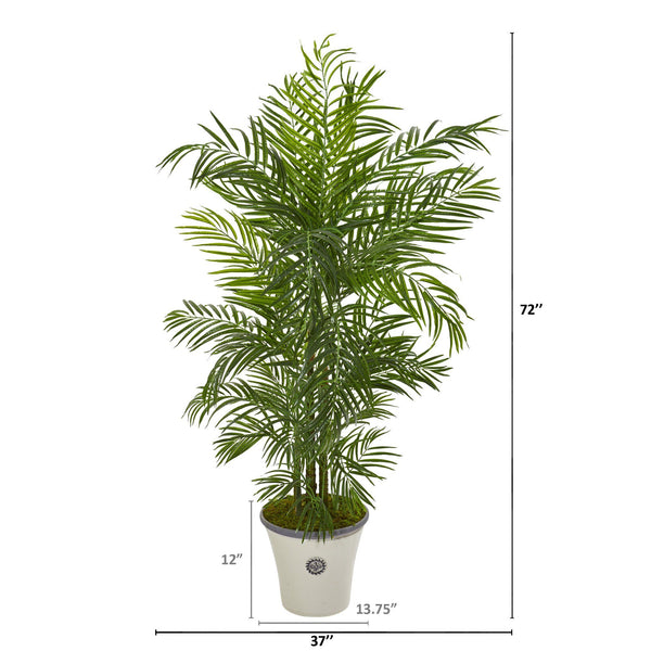 6’ Areca Palm Artificial Tree in Planter(Indoor/Outdoor)