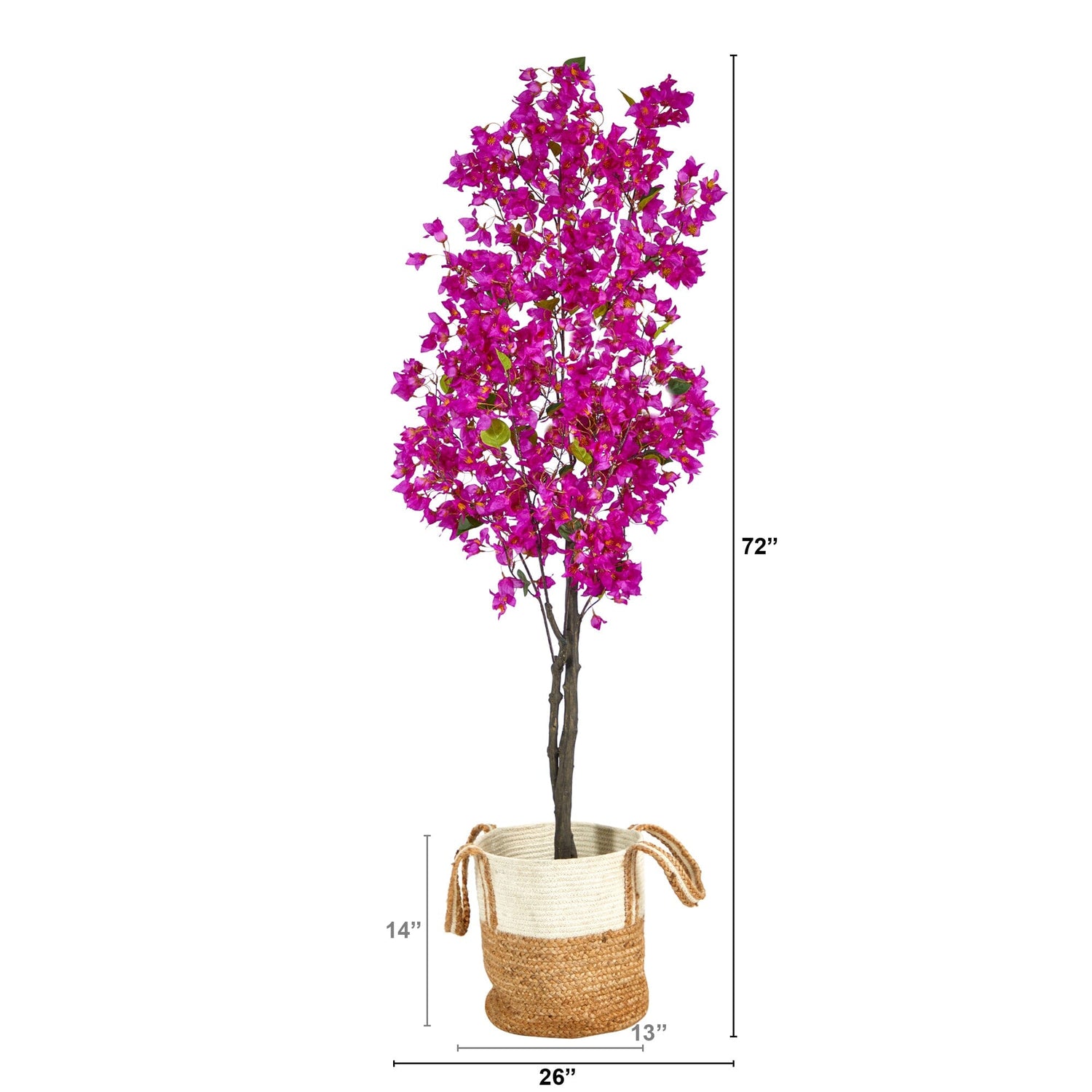 6’ Artificial Bougainvillea Tree with Handmade Jute & Cotton Basket