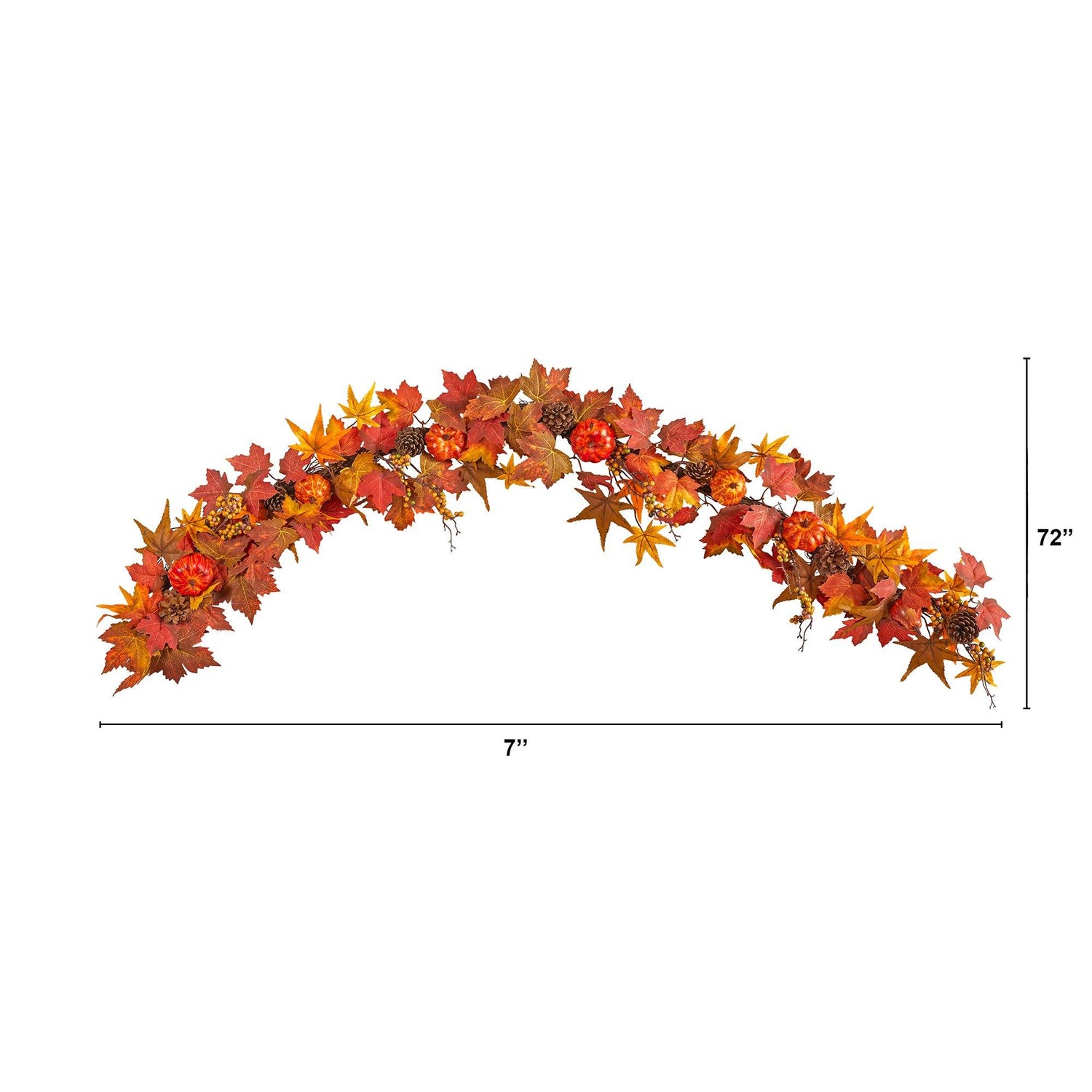 6’ Autumn Maple Leaf, Pumpkin, Gourd and Berry Artificial Fall Garland