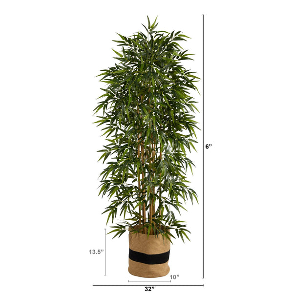 6' Bamboo Artificial Tree with 1024 Bendable Branches in Handmade Natural Cotton Planter