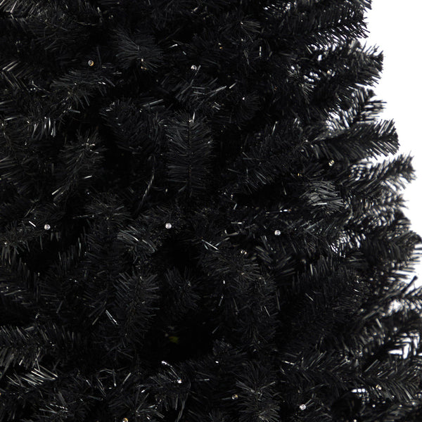 6’ Black Artificial Christmas Tree with 400 Clear LED Lights and 1036 Tips